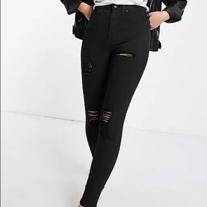 Topshop Moto Jamie Black Distressed Skinny Jeans 26